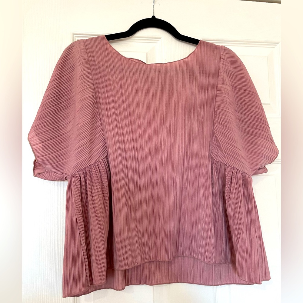 Madewell pink chiffon short sleeve shirt